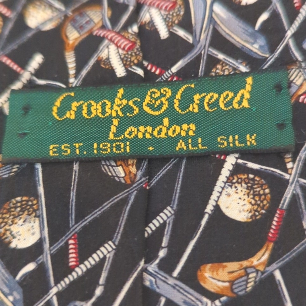 Crooks and Creed London Silk Mens Neck Time Golf Theme
